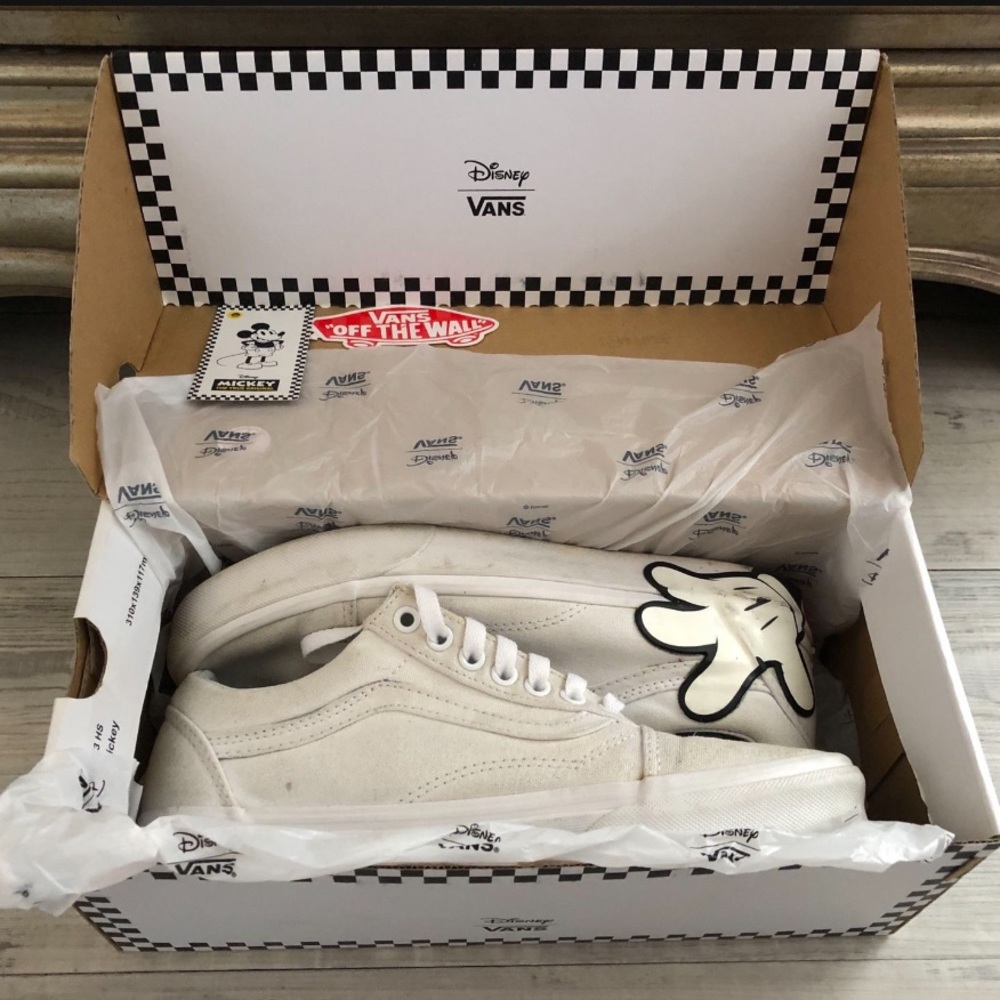 White Mickey Mouse Vans Old School